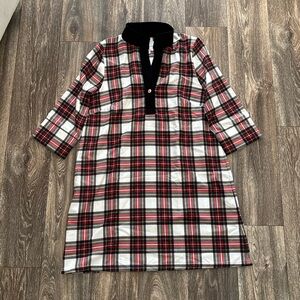 Plaid Mini Dress with Black Velvet Collar